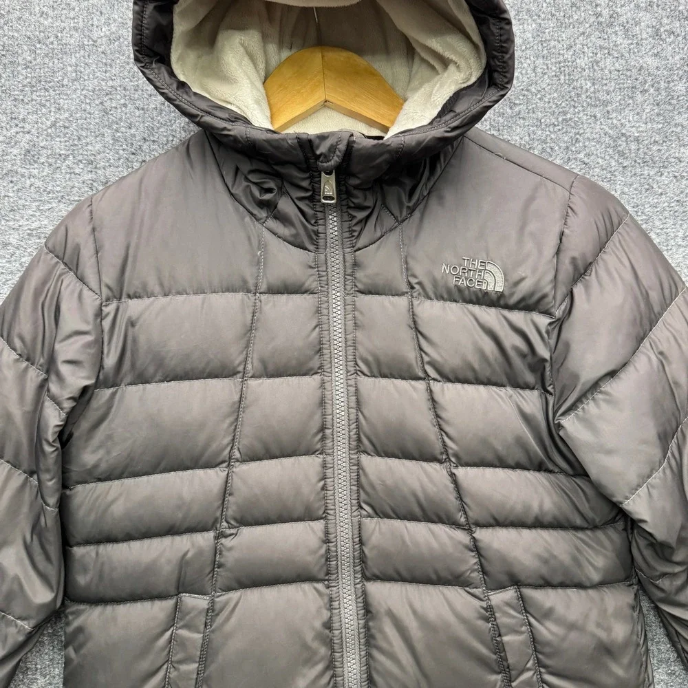 The North Face‎ Puffer Jacket Girls Size M 10/12 Gray Fleece Lined Outdoor